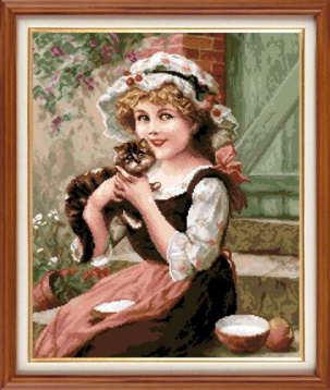 Девочка с котенком Гобелен Классик 386077, цена 3 736 руб. - интернет-магазин Мадам Брошкина